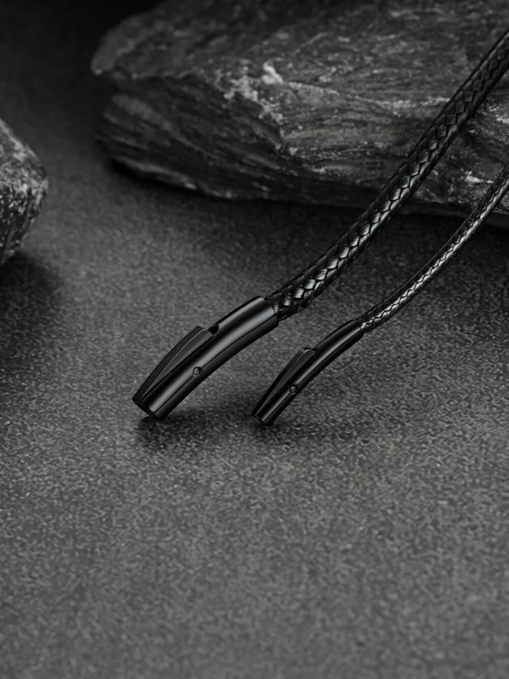 Braided Leather Necklace Cord with Stainless Steel Snap Clasp - Adjustable